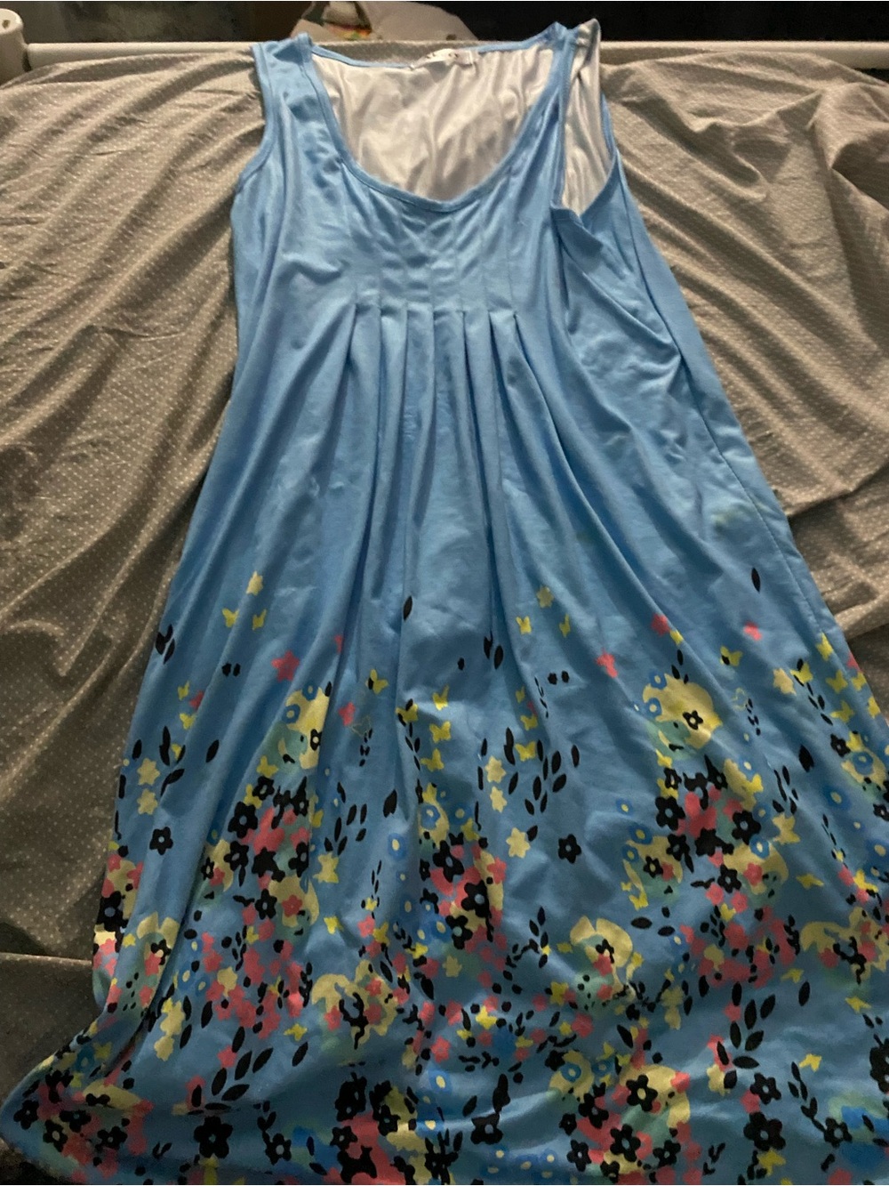 Women’s Light Blue Floral Midi Dress Sleeveless